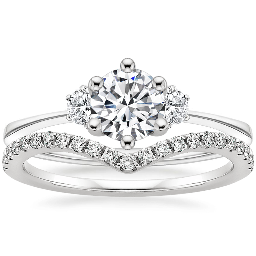 Platinum Tallula Three Stone Diamond Ring with Flair Diamond Ring (1/6 ct. tw.)