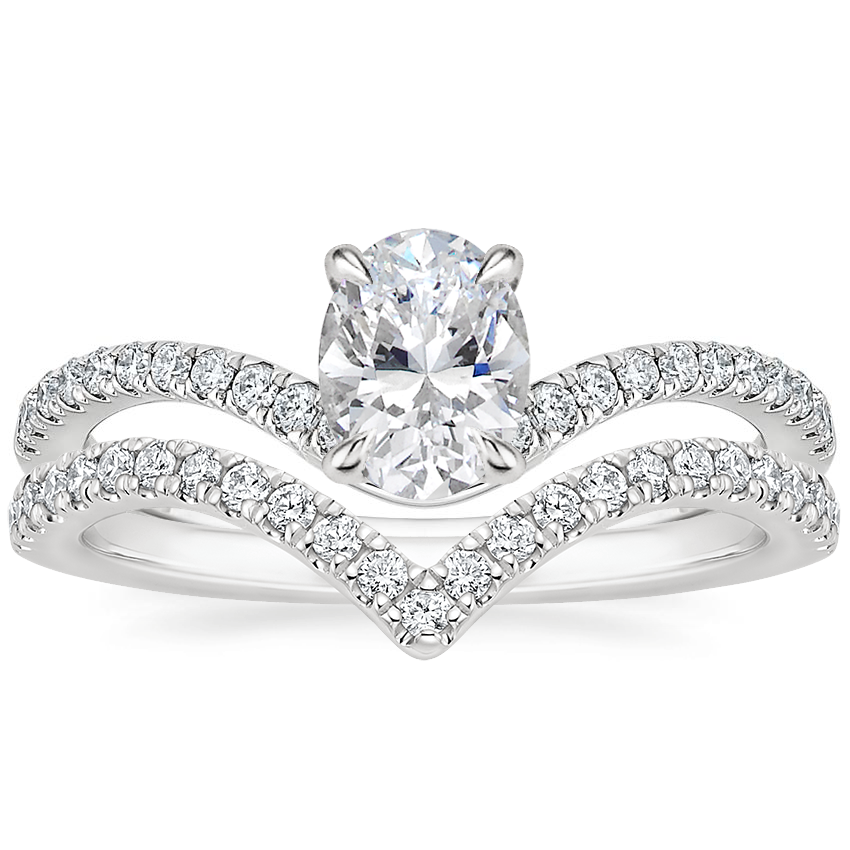 18K White Gold Stanza Diamond Ring with Elongated Luxe Flair Diamond Ring