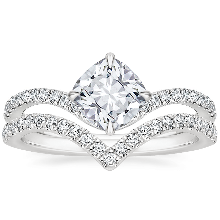 Platinum Stanza Diamond Ring with Elongated Luxe Flair Diamond Ring