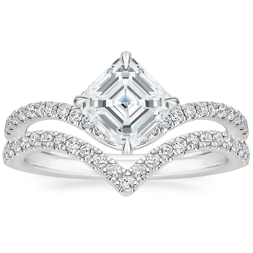 18K White Gold Stanza Diamond Ring with Elongated Luxe Flair Diamond Ring