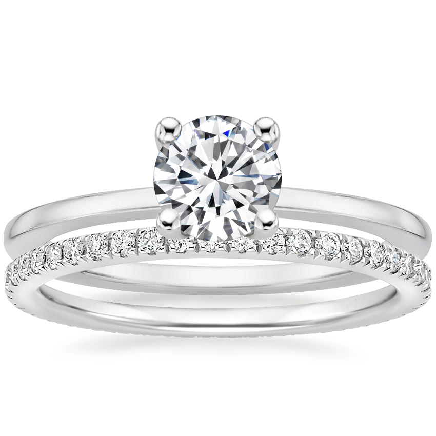 18K White Gold Haven Diamond Ring with Ballad Eternity Diamond Ring (1/3 ct. tw.)