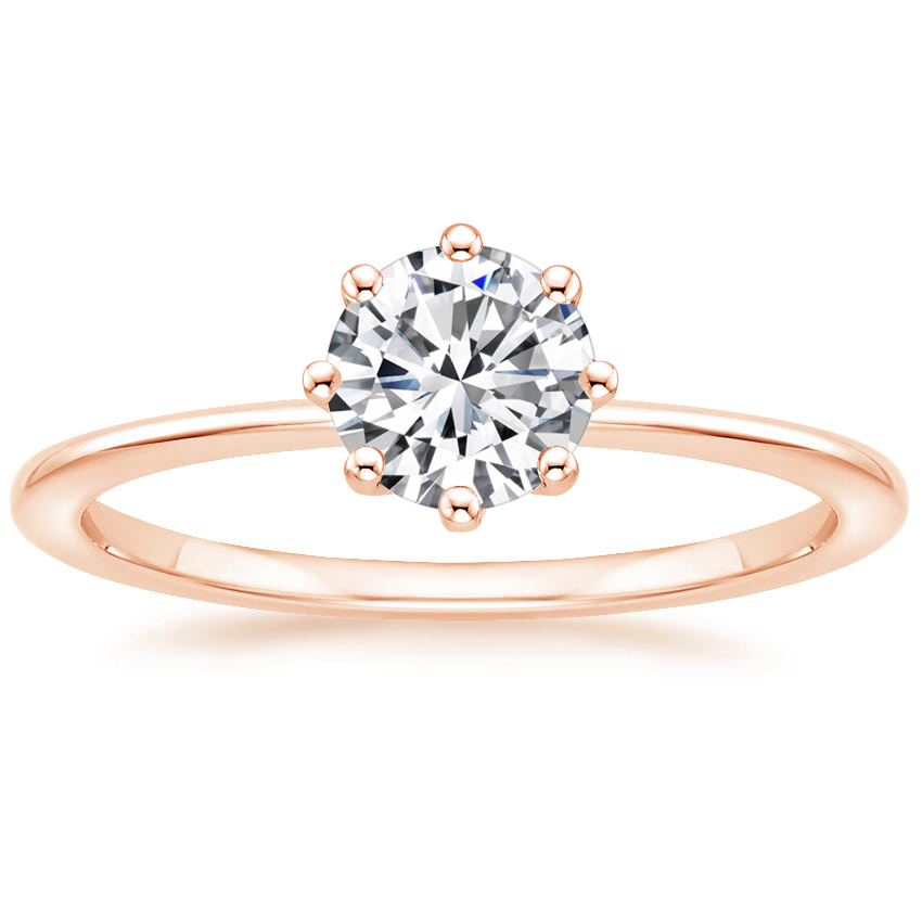 14K Rose Gold Eight Prong Petite Elodie Ring, large top view