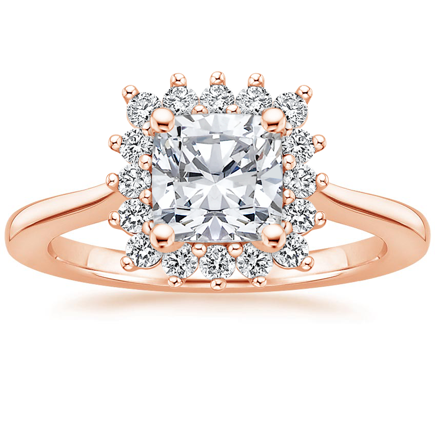 14K Rose Gold Sunburst Halo Diamond Ring (1/4 ct. tw.), large top view