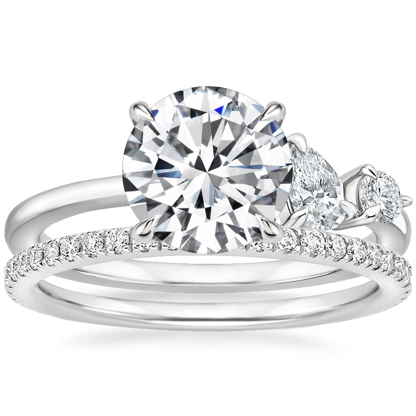 Platinum Asymmetrical Diamond Ring (1/4 ct. tw.) with Luxe Ballad Diamond Ring (1/4 ct. tw.)