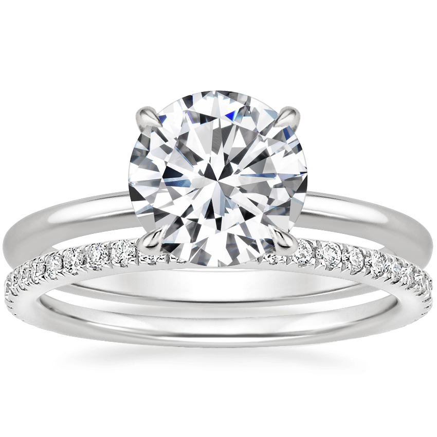 18K White Gold Audrey Perfect Fit Solitaire Ring with Luxe Ballad Diamond Ring (1/4 ct. tw.)