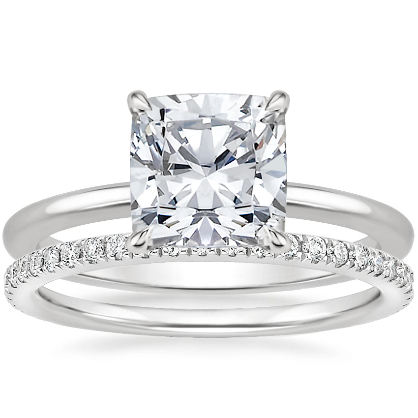 Platinum Audrey Perfect Fit Solitaire Ring with Luxe Ballad Diamond Ring (1/4 ct. tw.)