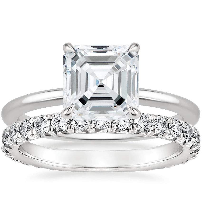 18K White Gold Audrey Perfect Fit Solitaire Ring with Luxe Sienna Diamond Ring (5/8 ct. tw.)