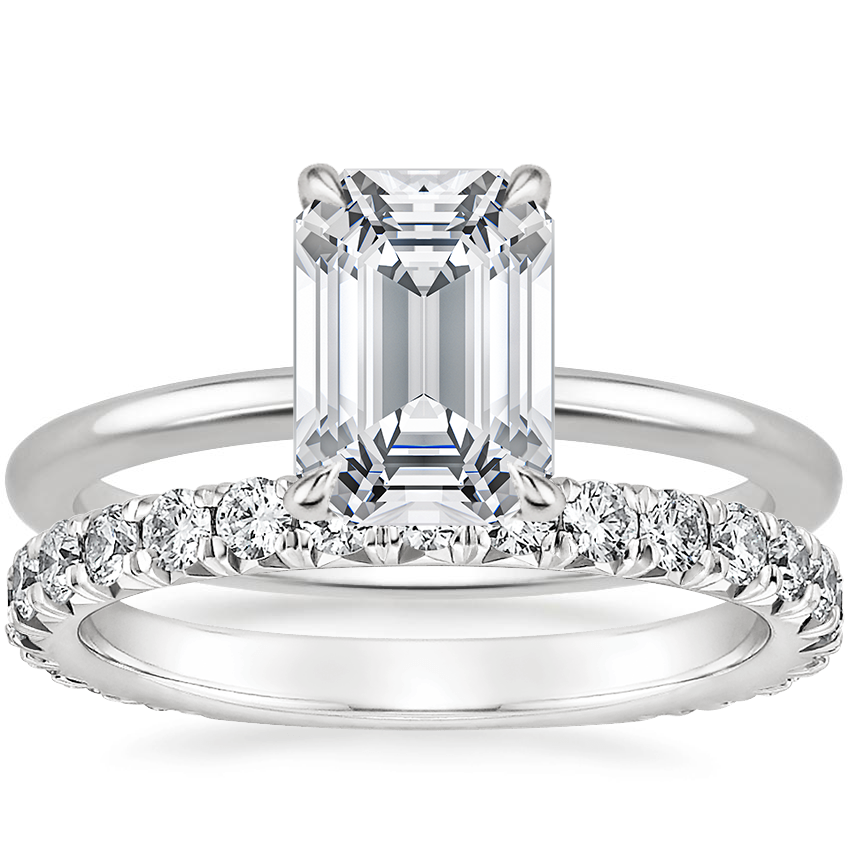 18K White Gold Audrey Perfect Fit Solitaire Ring with Luxe Sienna Diamond Ring (5/8 ct. tw.)