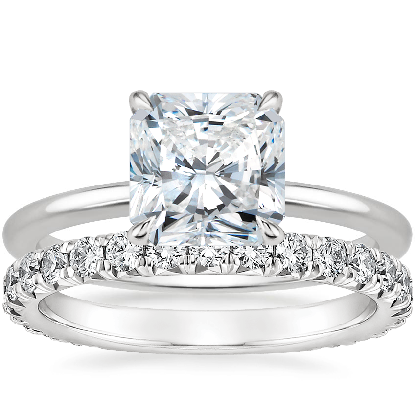 Platinum Audrey Perfect Fit Solitaire Ring with Luxe Sienna Diamond Ring (5/8 ct. tw.)