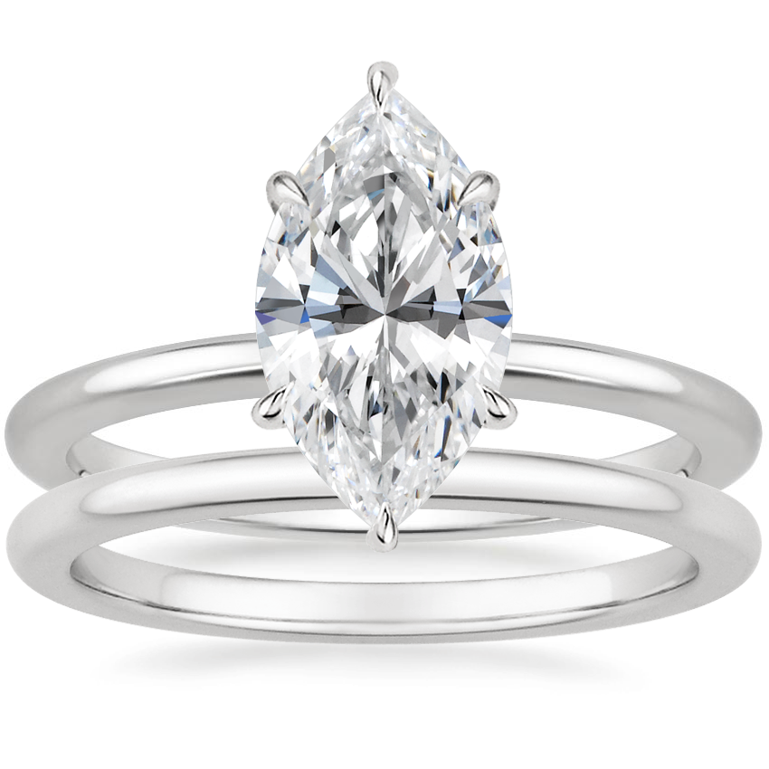 Platinum Audrey Perfect Fit Solitaire Ring with Petite Comfort Fit Wedding Ring