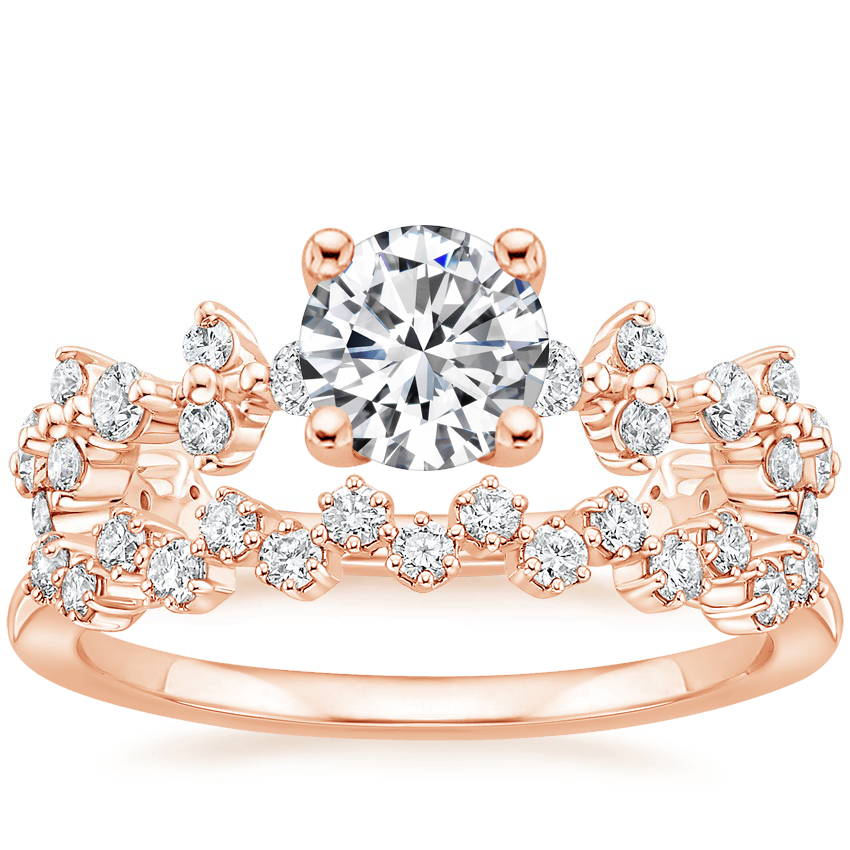 14K Rose Gold Reflection Diamond Ring with Calliope Diamond Ring (1/5 ct. tw.)