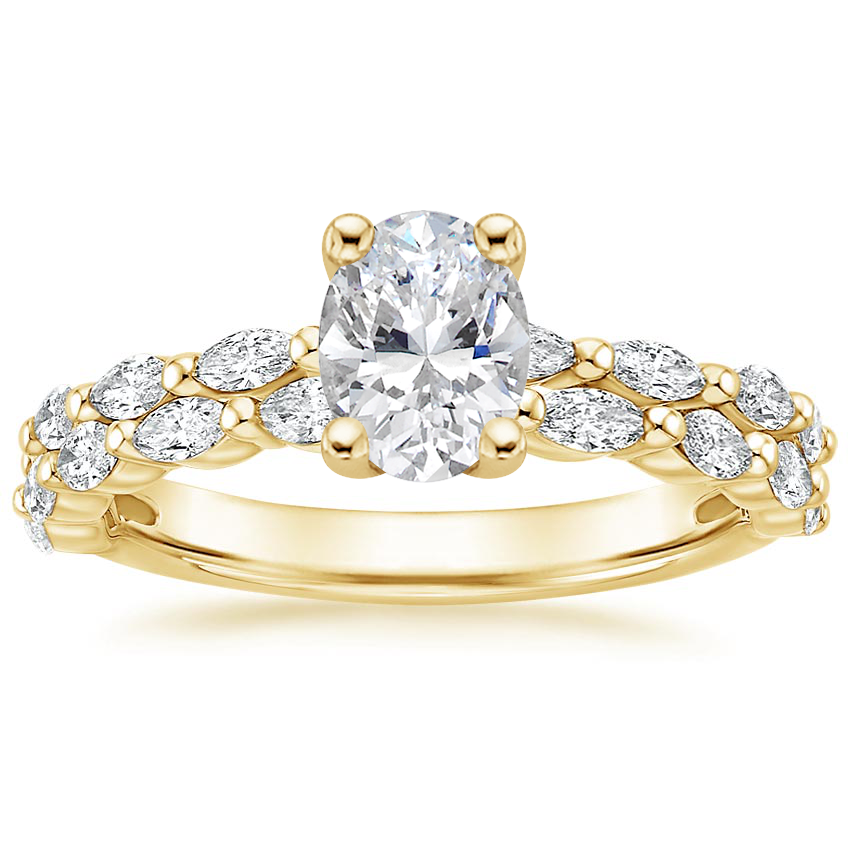 18K Yellow Gold Mirage Double Band Diamond Ring, large top view