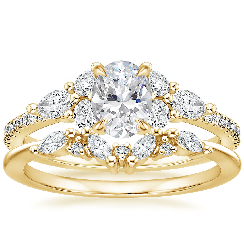 18K Yellow Gold Luxe Nadia Diamond Ring (1/2 ct. tw.) with Yvette Diamond Ring