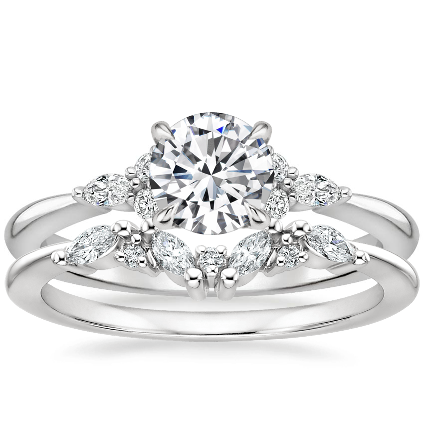 18K White Gold Nadia Diamond Ring with Yvette Diamond Ring