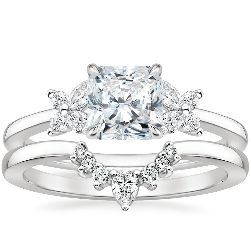 18K White Gold Mariposa Diamond Ring with Lunette Diamond Ring