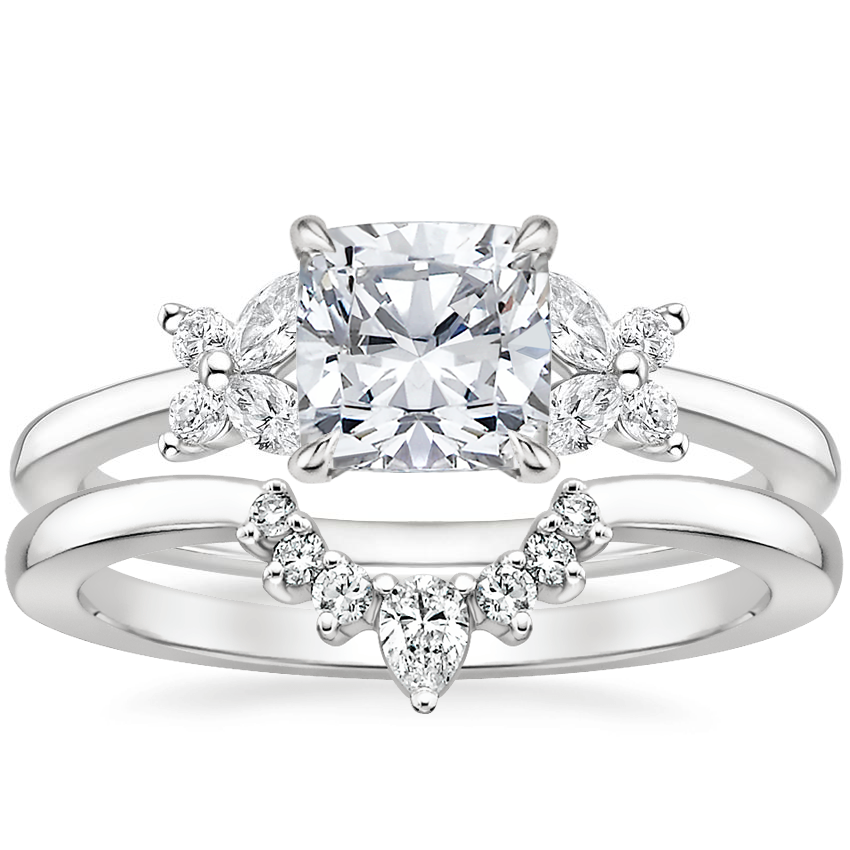 18K White Gold Mariposa Diamond Ring with Lunette Diamond Ring