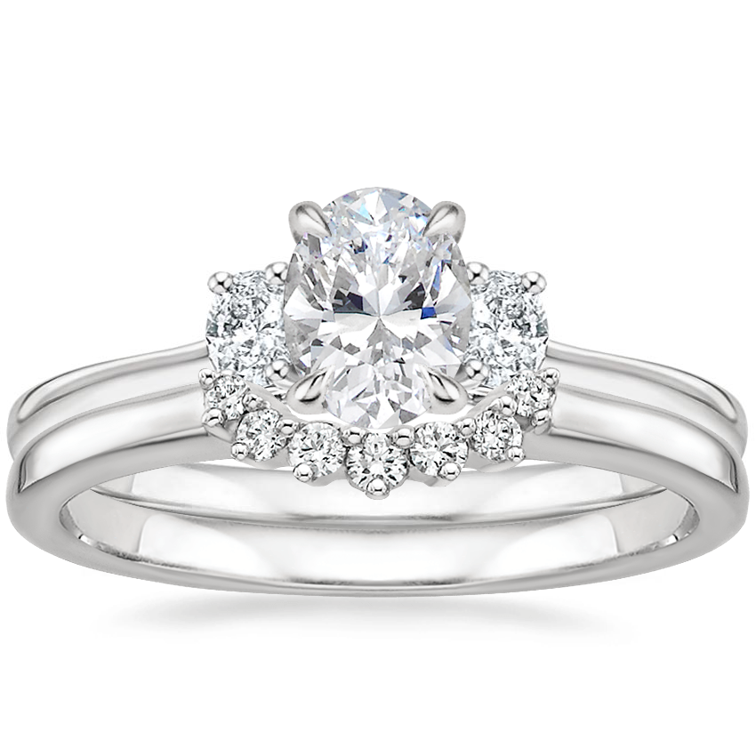 18K White Gold Sonata Diamond Ring with Crescent Diamond Ring