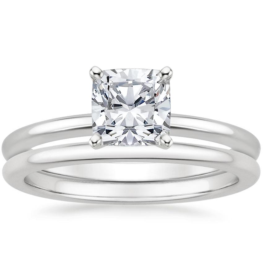 18K White Gold Four-Prong Petite Comfort Fit Bridal Set