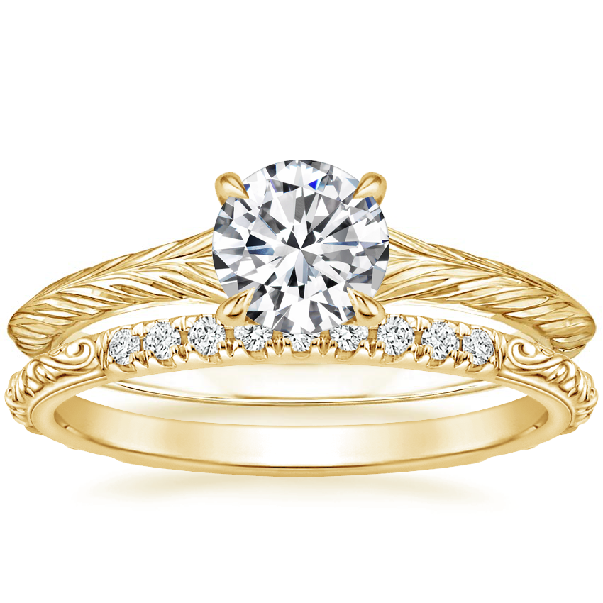 18K Yellow Gold Canela Ring with Adeline Diamond Ring