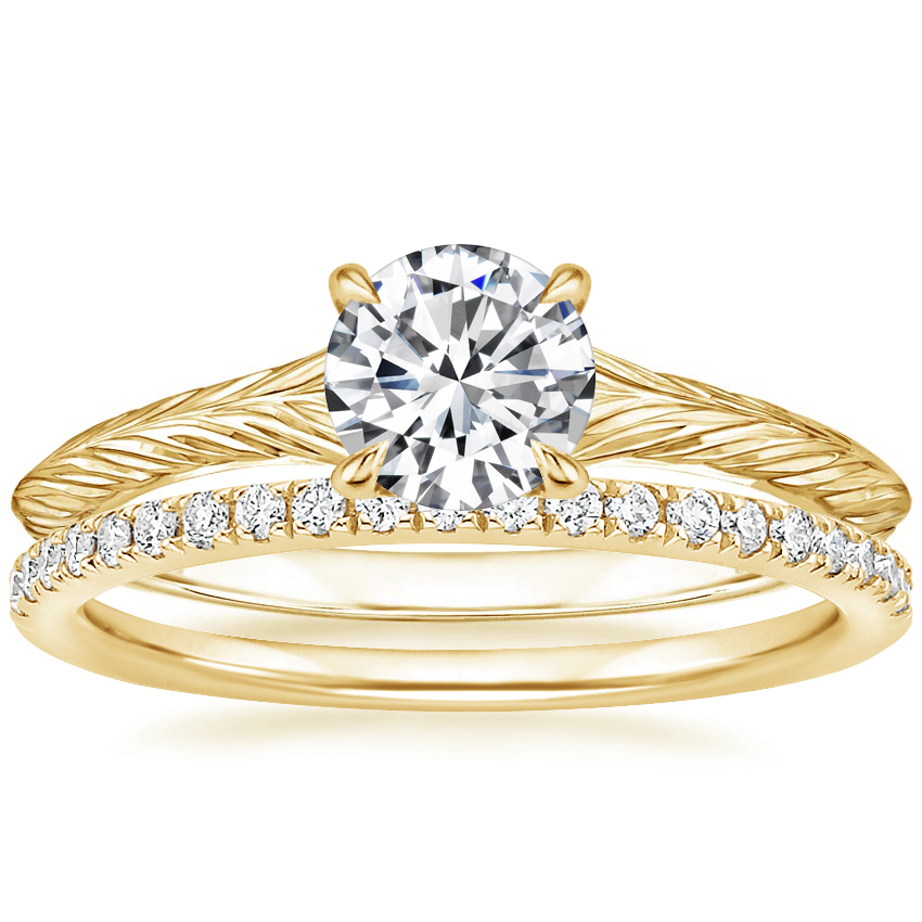 18K Yellow Gold Canela Ring with Ballad Diamond Ring (1/6 ct. tw.)