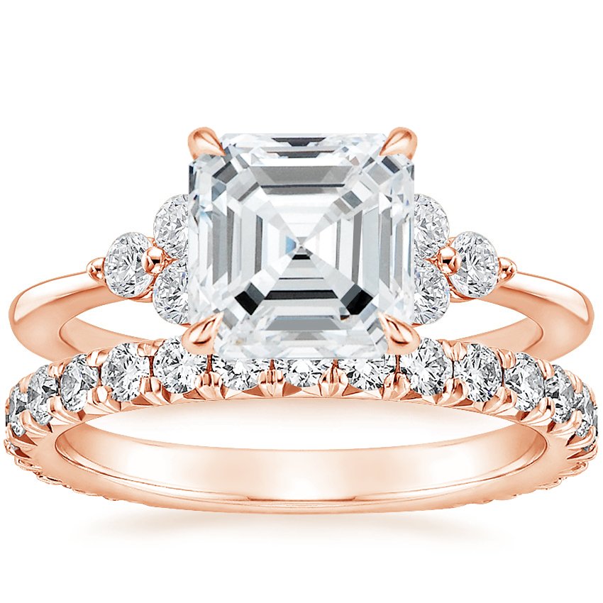 14K Rose Gold Luxe Melody Diamond Ring (1/5 ct. tw.) with Luxe Sienna Diamond Ring (5/8 ct. tw.)