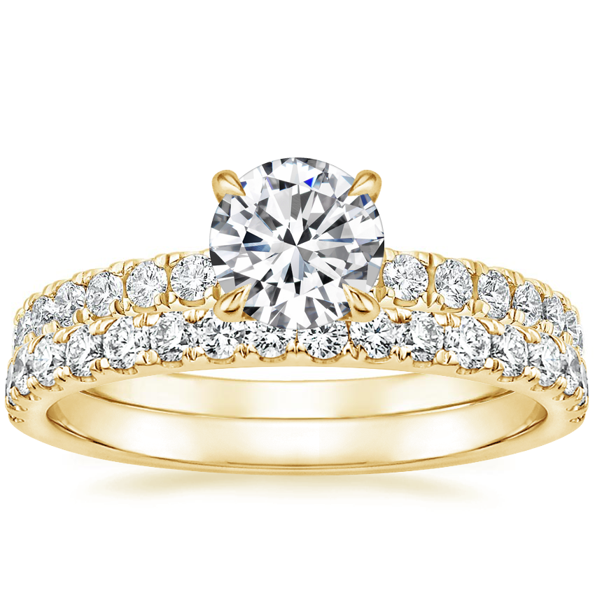 18K Yellow Gold Luxe Heritage Diamond Ring (1/3 ct. tw.) with Constance Diamond Ring (1/3 ct. tw.)