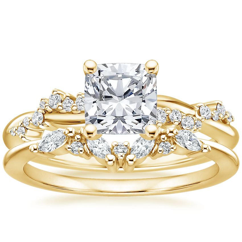 18K Yellow Gold Pirouette Diamond Ring with Yvette Diamond Ring