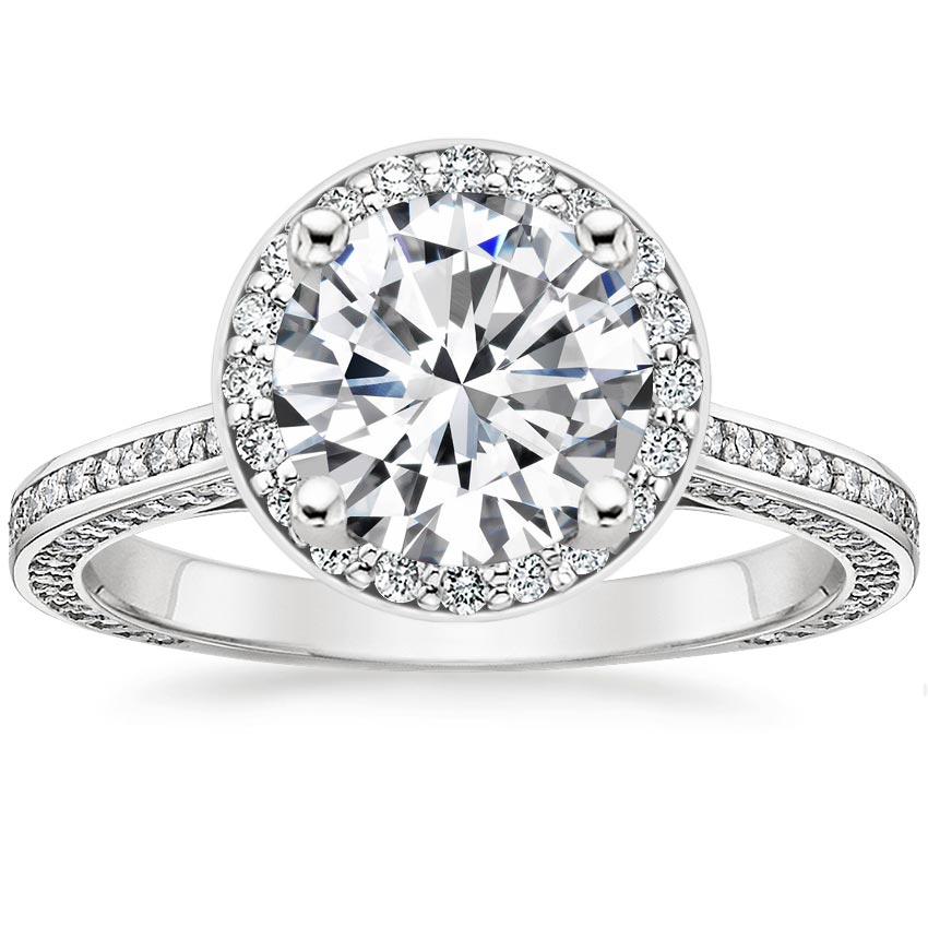 Platinum Enchant Halo Diamond Ring, large top view