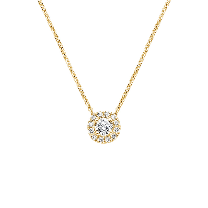 Diamond Halo Pendant in 18K Yellow Gold | Brilliant Earth