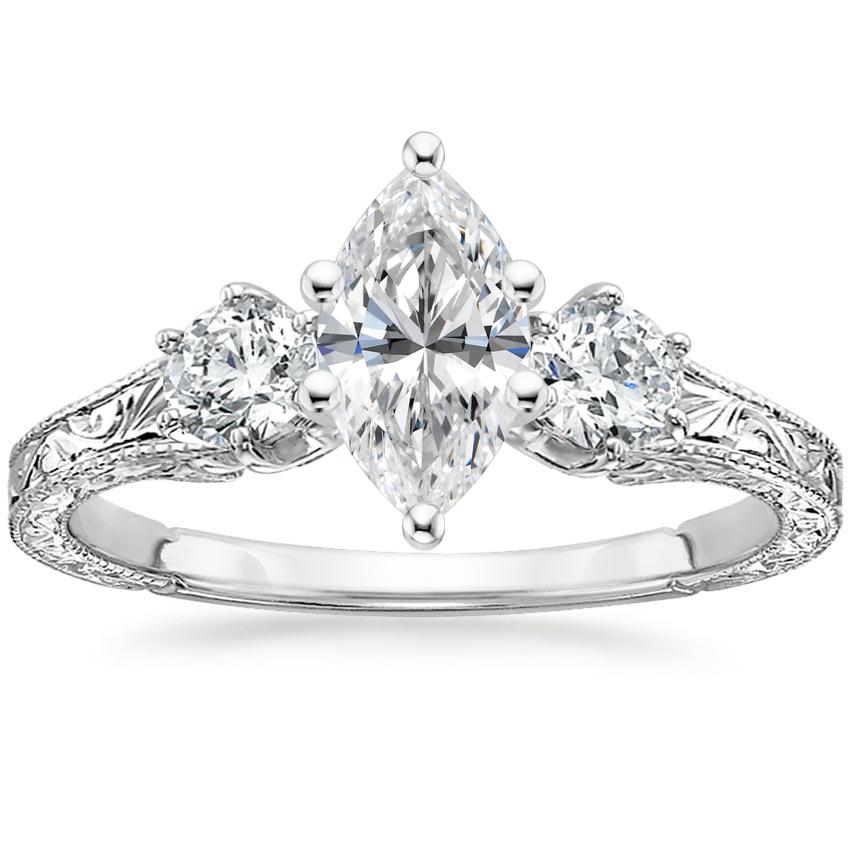 Platinum Hudson Engraved Three Stone Diamond Ring (1/3 ct. tw.), large top view