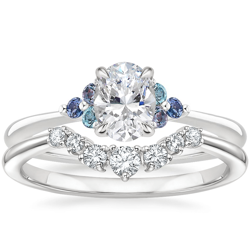 Platinum Indigo Melody Diamond Ring with Aria Contoured Diamond Ring (1/6 ct. tw.)