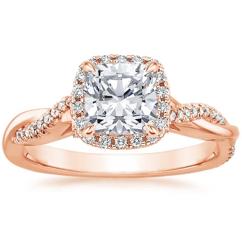 14K Rose Gold Petite Twisted Vine Halo Diamond Ring (1/4 ct. tw.), large top view