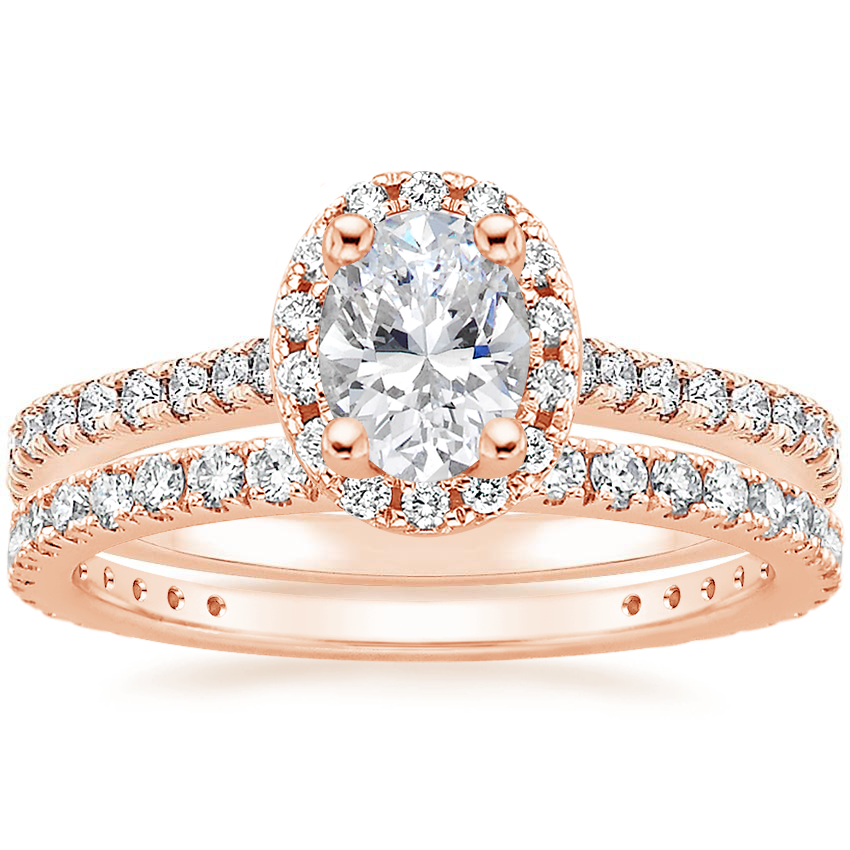 14K Rose Gold Luxe Odessa Diamond Ring (1/3 ct. tw.) with Luxe Bliss Diamond Ring (1/3 ct. tw.)