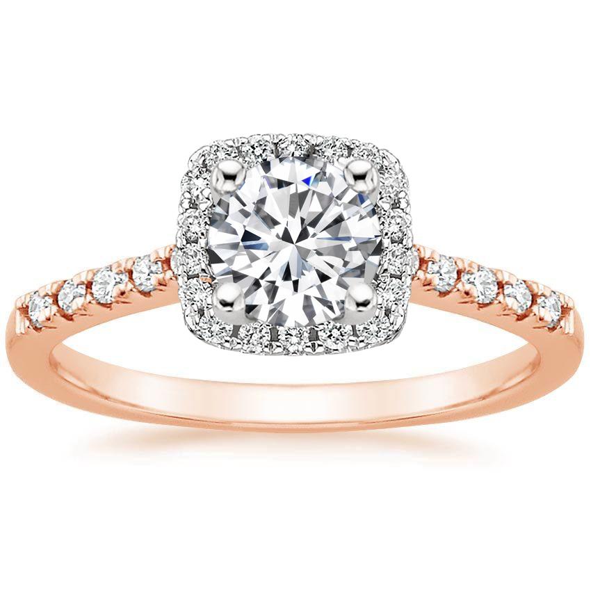 Round Two Tone Halo Engagement Ring 