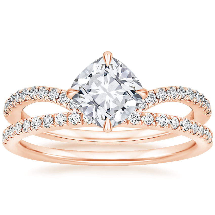 14K Rose Gold Stanza Diamond Ring with Ballad Diamond Ring (1/6 ct. tw.)