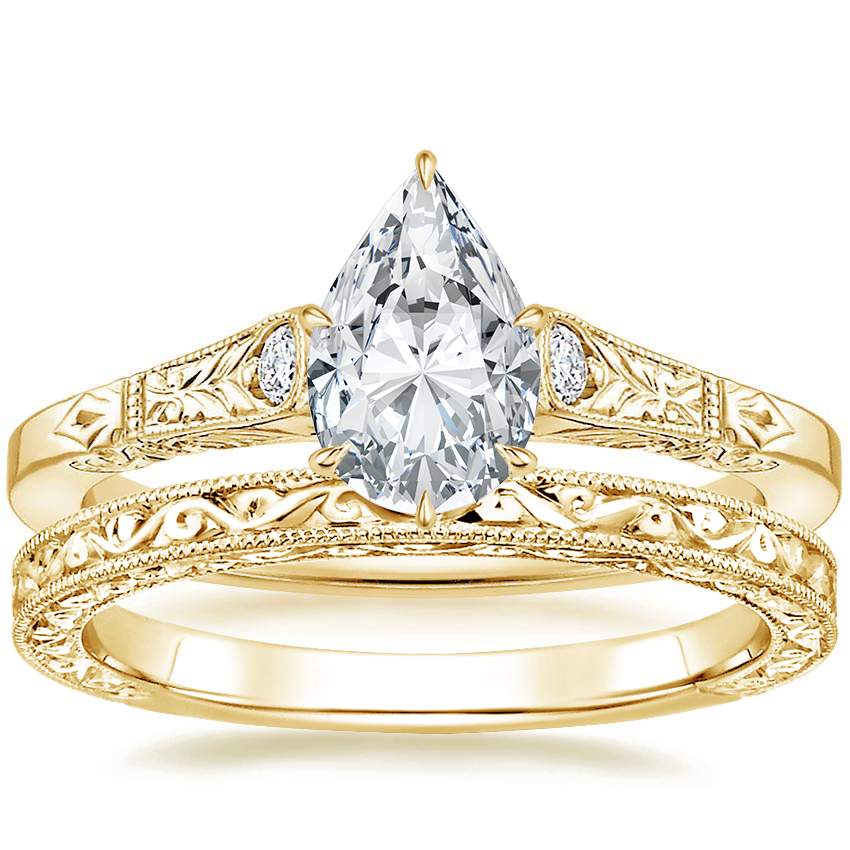 14K Yellow Gold Valentina Diamond Ring with Hudson Ring
