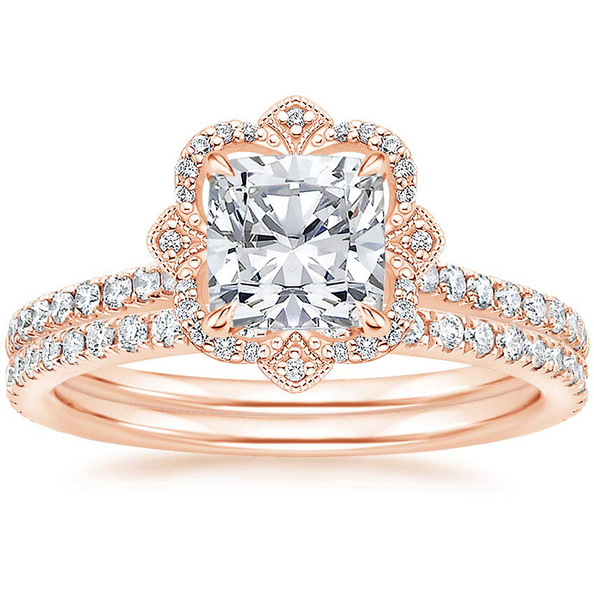 14K Rose Gold Reina Diamond Ring with Luxe Ballad Diamond Ring (1/4 ct. tw.)