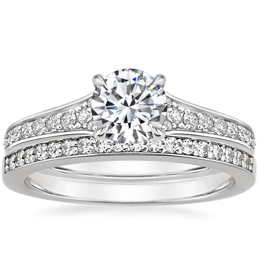 18K White Gold Zelda Diamond Ring (1/4 ct. tw.) with Starlight Diamond Ring (1/8 ct. tw.)