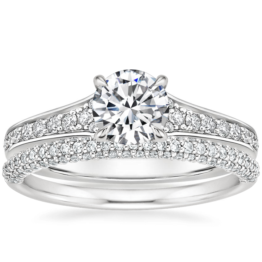 18K White Gold Zelda Diamond Ring (1/4 ct. tw.) with Valencia Diamond Ring (1/3 ct. tw.)
