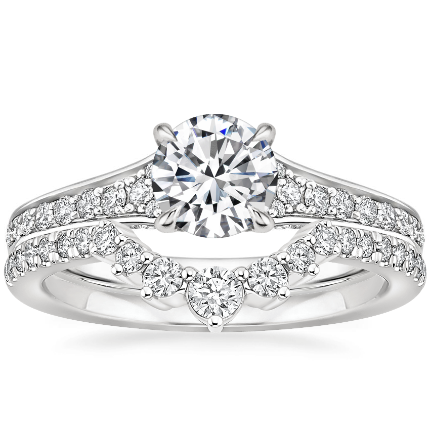 18K White Gold Zelda Diamond Ring (1/4 ct. tw.) with Luxe Belle Diamond Ring (1/4 ct. tw.)