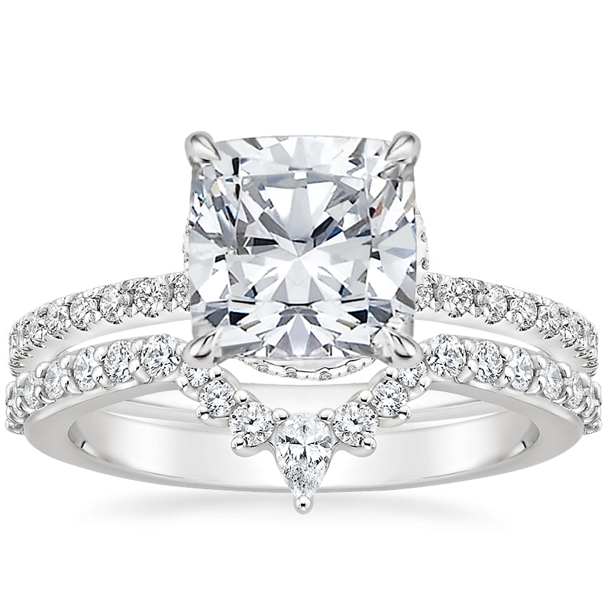 18K White Gold Arctica Diamond Ring with Luxe Lunette Diamond Ring (1/3 ct. tw.)