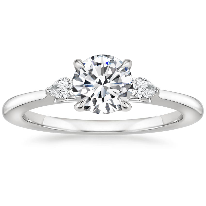 18K White Gold Aria Perfect Fit Three Stone Diamond Ring, large top view