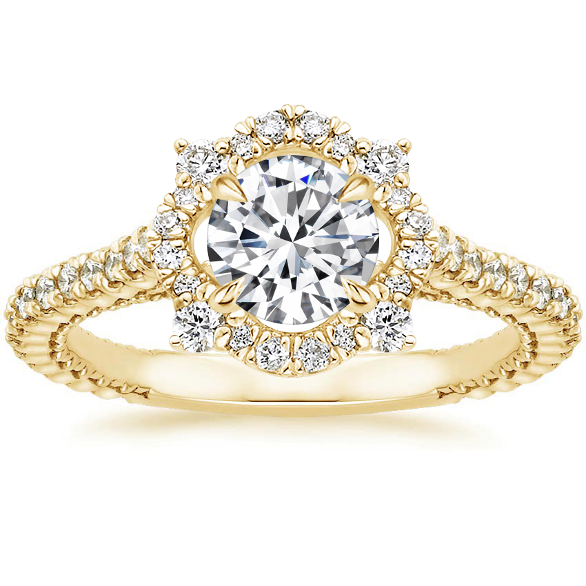 18K Yellow Gold Fleur Diamond Ring