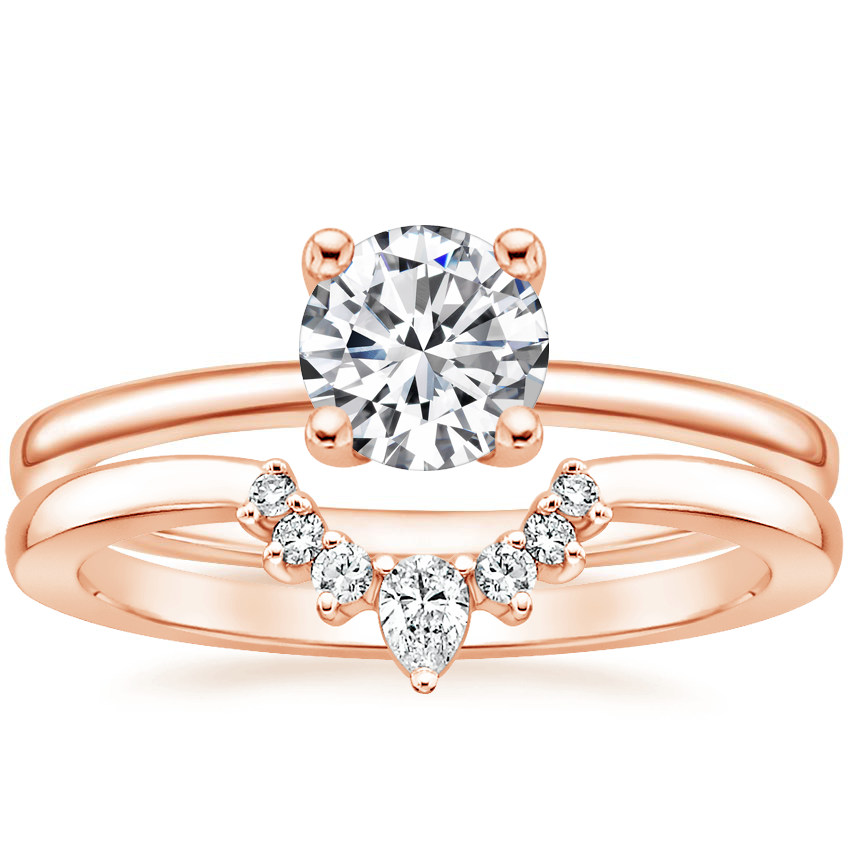14K Rose Gold Astoria Diamond Ring with Lunette Diamond Ring