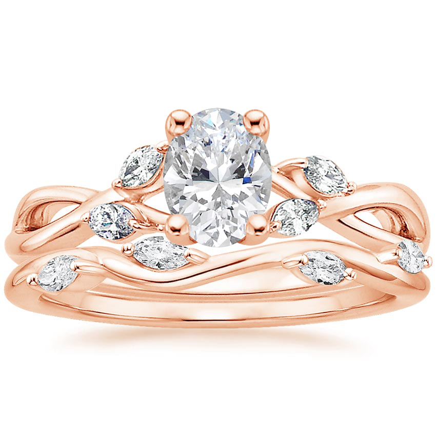 14K Rose Gold Willow Diamond Ring (1/8 ct. tw.) with Winding Willow Diamond Ring (1/8 ct. tw.)