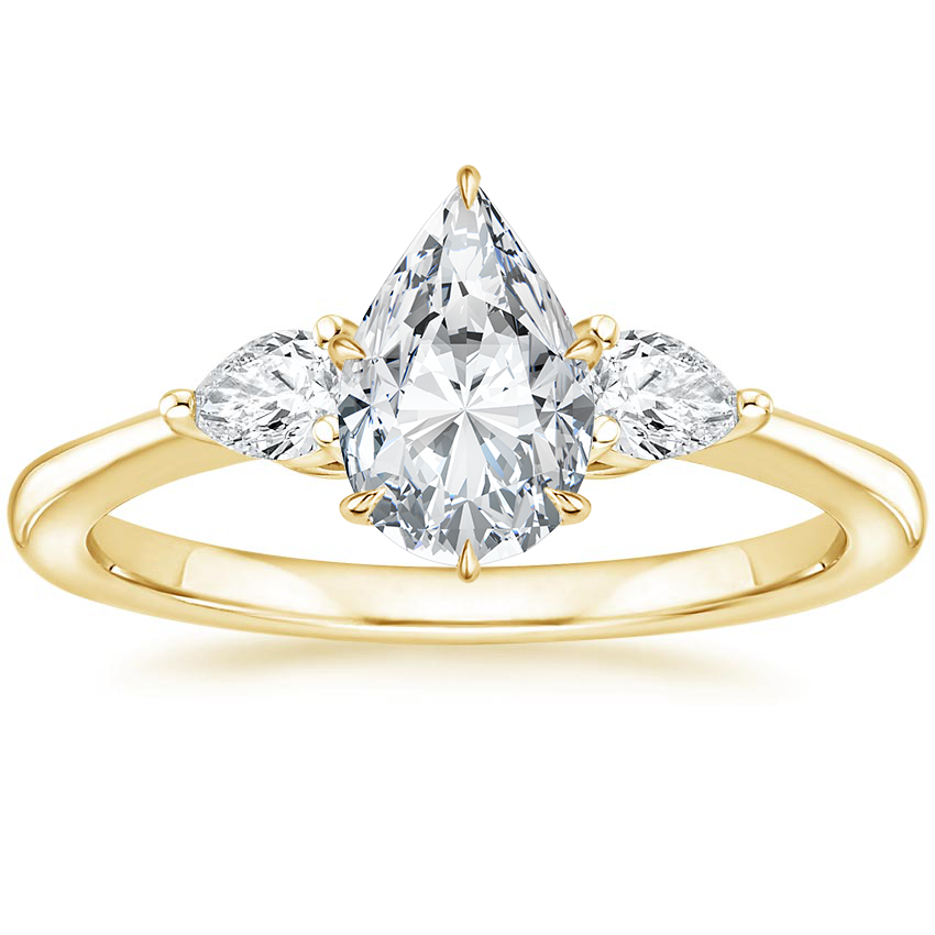 14K Yellow Gold Petite Opera Three Stone Diamond Ring (1/4 ct. tw.), large top view