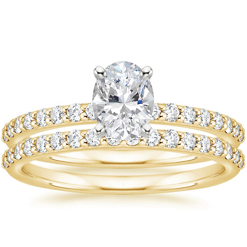 18K Yellow Gold Petite Shared Prong Bridal Set (1/2 ct. tw.)