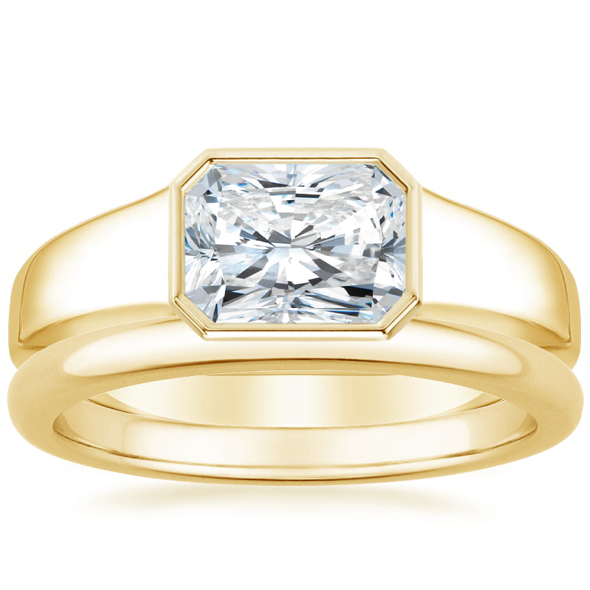 18K Yellow Gold Haiden Ring with 2mm Comfort Fit Wedding Ring