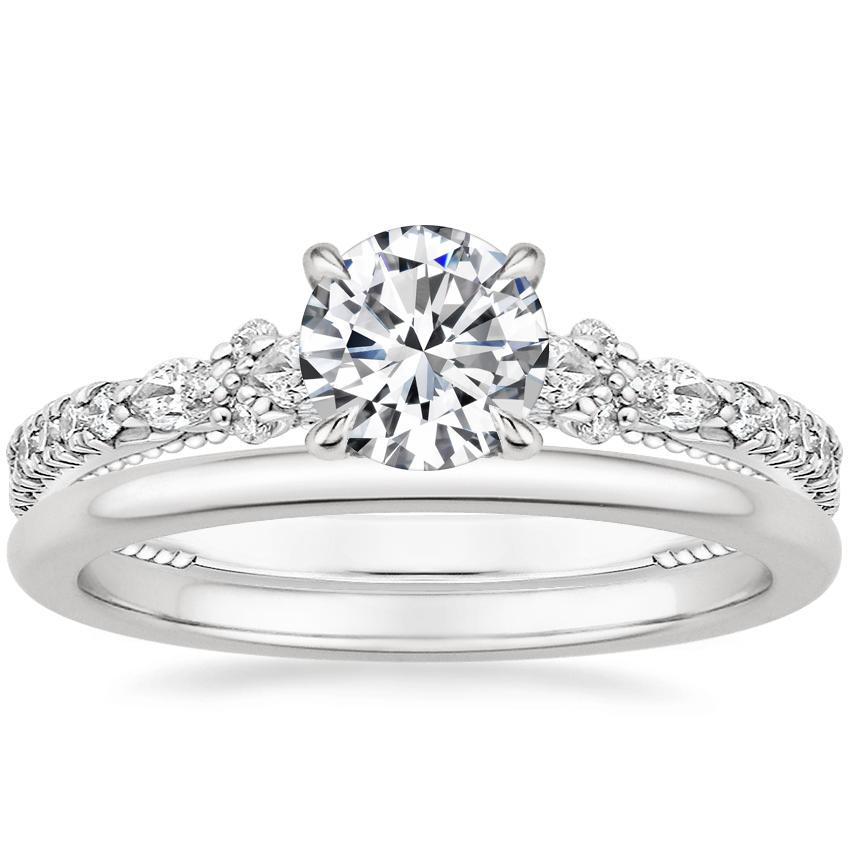 14K Rose Gold Primrose Diamond Ring with Petite Comfort Fit Wedding ...