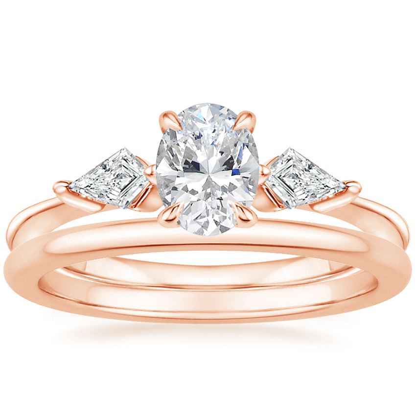 14K Rose Gold Luxe Cometa Diamond Ring (1/3 ct. tw.) with Petite Comfort Fit Wedding Ring